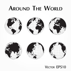 around the world ( outline of world map with latitude and longitude )