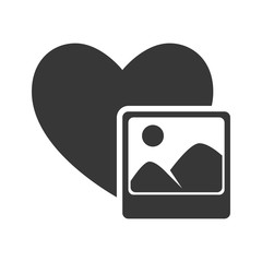 heart shape symbol with picture icon silhouette. vector illustration