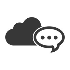data cloud storage with speech bubble icon silhouette. vector illustration