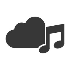 data cloud storage with musical note icon silhouette. vector illustration