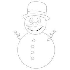 Illustration of a funny snowman on a white background