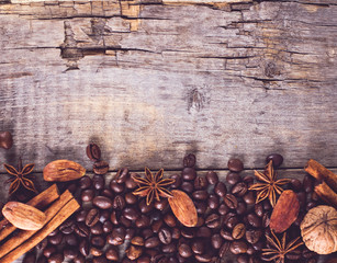 Coffee beans with spices