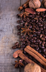 Coffee beans with spices