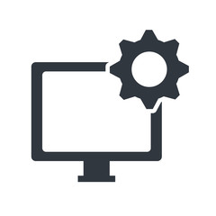 screen monitor computer technology device with gear icon. vector illustration