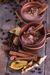 Chocolate ice cream with spices
