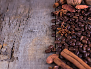 Coffee beans with spices