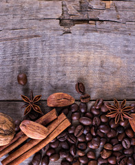 Coffee beans with spices