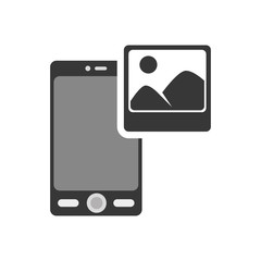 smartphone portable phone device with picture icon silhouette. vector illustration