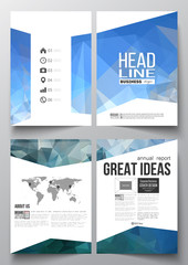 Set of business templates for brochure, magazine, flyer, booklet or annual report. Abstract blue polygonal background, colorful backdrop, modern stylish vector texture