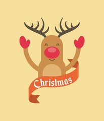 merry christmas animal character holiday december vector illustration design