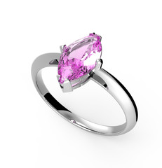 Wedding ring wiith diamond. 3D illustration