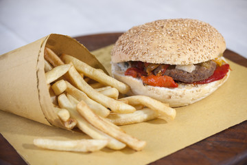 bun, gourmet, hamburger, burger, food, eating