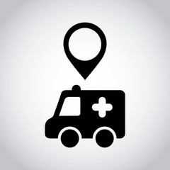 ambulance pointer location icon vector illustration design