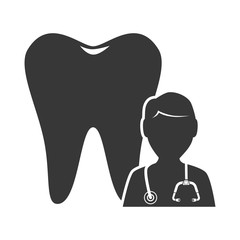 oral tooth with medical man doctor. medicine icon. vector illustration