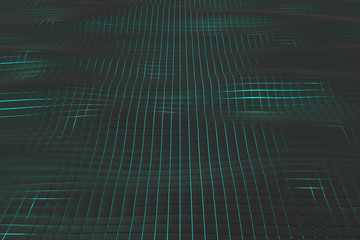 Wavy surface made of black cubes with glowing background, abstract background, 3d render illustration