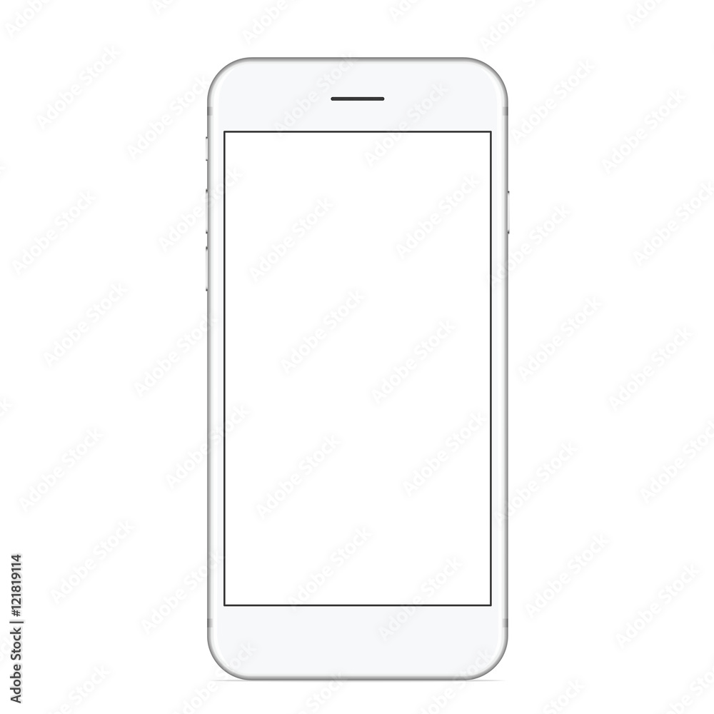 Poster vector, mockup phone white color front view on white background