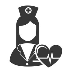 avatar woman nurse with cardio pulso heart. medicine icon. vector illustration