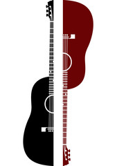 Two coloured guitars