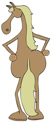Illustration of a blonde filly horse cocking her butt and posing. © Dennis Cox