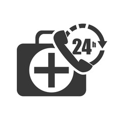 kit medical health box with call center service icon. vector illustration