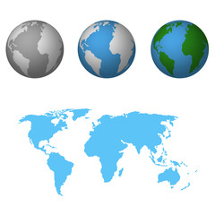Earth with world map Flat Icon Vector Illustration