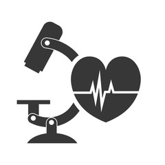 microscope research tool with cardio pulse heart. vector illustration