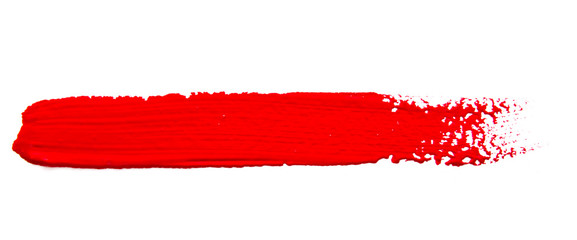 Red strokes of the paint brush isolated