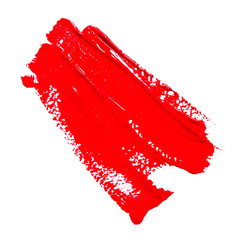 Red strokes of the paint brush isolated