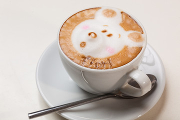Coffee with foam in the form of dog head