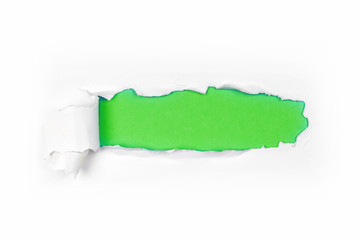 grüner Flyer, aufgerissenes Papier