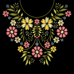 Neck line embroidery. Vector illustration