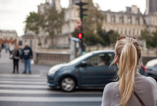 Girl On Pedestrian Crossing