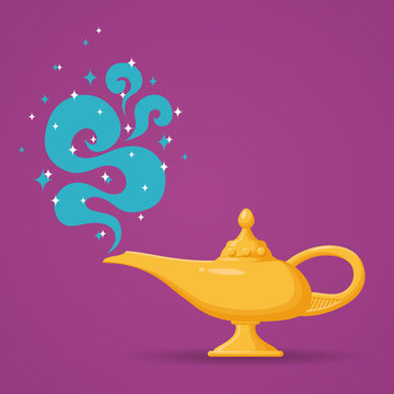 Magic Aladdin lamp vector illustration