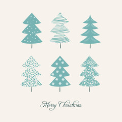 Christmas card with christmas trees.