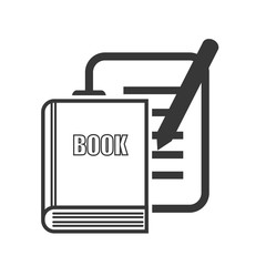 file document page and pen with book icon silhouette. vector illustration