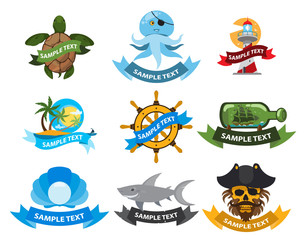 sea and pirate logos
