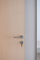 maple wood door with lock