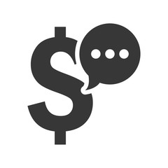 speech communication bubble with money symbol icon silhouette. vector illustration