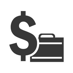 money symbol with executive briefcase icon silhouette. vector illustration