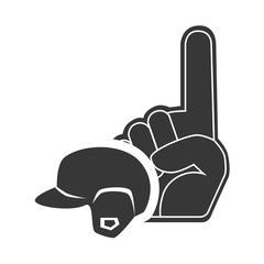Obraz premium sport hand glove with helmet icon silhouette. vector illustration
