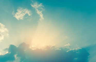 Fototapeta na wymiar image of sun ray(beam) on blue sky