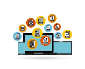 document format with electronic device vector illustration design