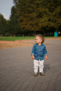 little alone boy in park