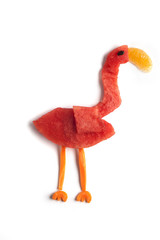 Food art creative concepts. Cute animal made of fruits such as watermelon isolated over a white background.