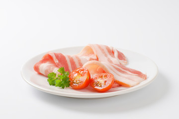 Thin slices of raw side pork