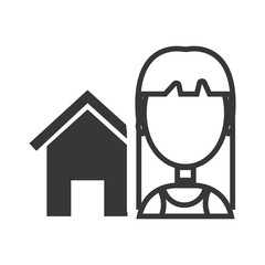house property shape with avatar woman user icon silhouette. vector illustration