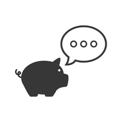piggy moneybox with speech communication bubble icon silhouette. vector illustration