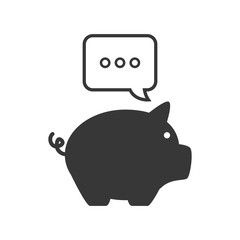 piggy moneybox with speech communication bubble icon silhouette. vector illustration