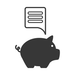 piggy moneybox with speech communication bubble icon silhouette. vector illustration