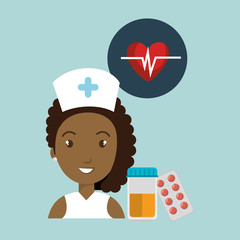 avatar woman nurse with medicine icon set. colorful design. vector illustration